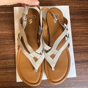 Sarto grey Gretchen Strappy Suede Sandal